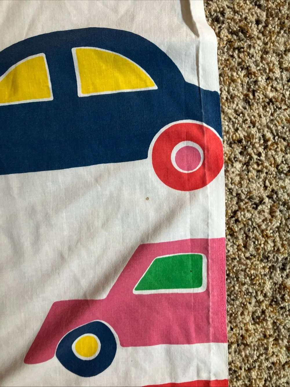 marimekko Cars And Trucks Print Flat Sheet Twin Vintage 1970s Bo Boo Dan Rivers
